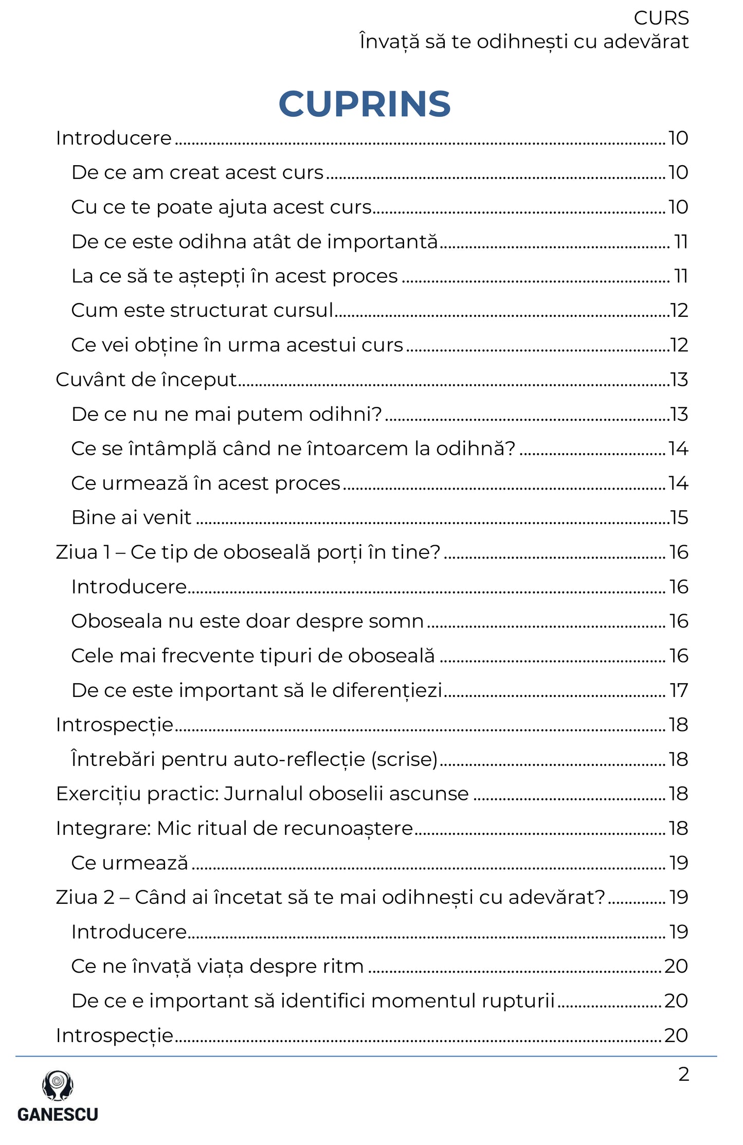 CURS PDF - Învață să te odihnești cu adevărat
